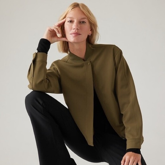 Athleta Olive Green Bomber Jacket - Picture 2 of 11